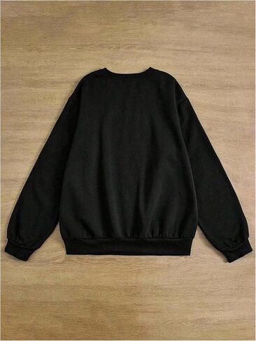 SHENHE Women's A Little Ray of Pitch Black Sweatshirt Crewneck Loose Fit Fall Sweatshirt Pullover in Saudi Arabia