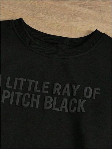 SHENHE Women's A Little Ray of Pitch Black Sweatshirt Crewneck Loose Fit Fall Sweatshirt Pullover in Saudi Arabia