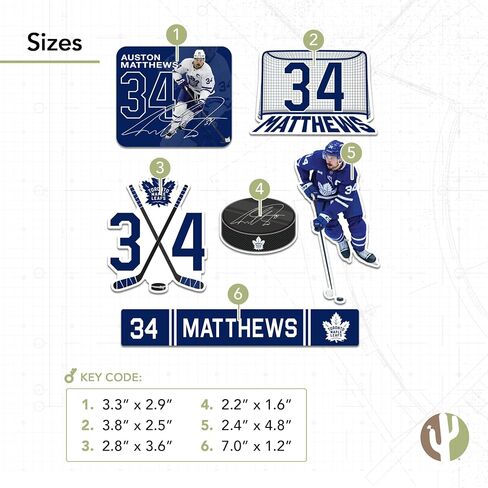 Desert Cactus Toronto Maple Leafs Sticker Team NHL National Hockey League Player Vinyl Decal Laptop Water Bottle Car Scrapbook (Type P2 - Auston Matthews) in Saudi Arabia