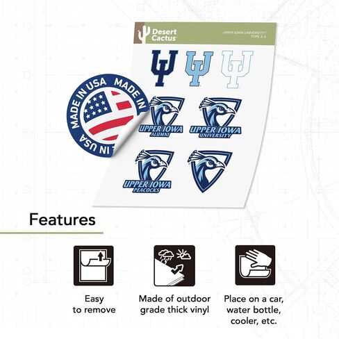 Desert Cactus Upper Iowa University Sticker Peacocks Vinyl Decals Laptop Water Bottle Car Scrapbook T2 (Type 2) in Saudi Arabia