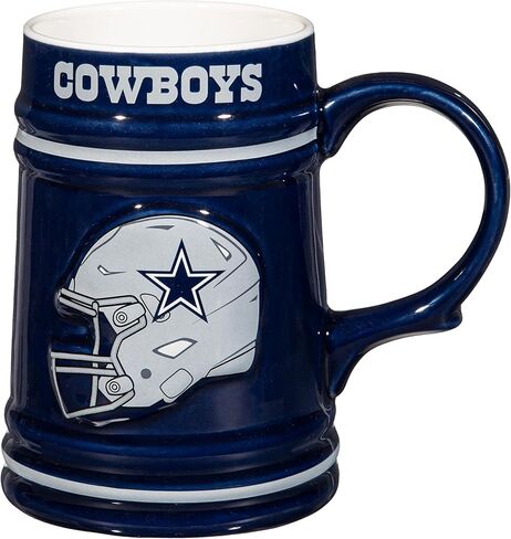 Team Sports America NFL Dallas Cowboys Ceramic Stein Cup with Handle, 24 oz. Beer Stein Mug, Drinking Cups For Bar, Alcohol, Beverages, Coffee, Teas, Gift for Football Fans in Kuwait