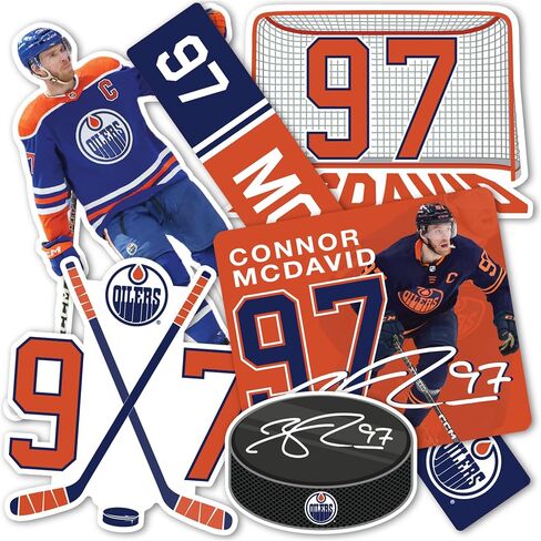 ملصق Desert Cactus Edmonton Oilers لفريق NHL National Hockey League Player ملصق من الفينيل لزجاجة مياه الكمبيوتر المحمول ودفتر قصاصات السيارة (النوع P2 - Connor McDavid) in Saudi Arabia