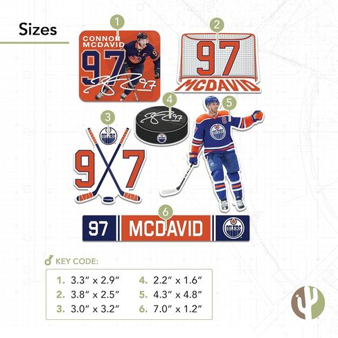 ملصق Desert Cactus Edmonton Oilers لفريق NHL National Hockey League Player ملصق من الفينيل لزجاجة مياه الكمبيوتر المحمول ودفتر قصاصات السيارة (النوع P2 - Connor McDavid) in Saudi Arabia