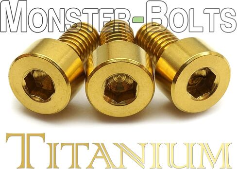 Gold Anodized Titanium finish Screws (3) - Floyd Rose Style Guitar Locking Nut Screws Set - MonsterBolts (Qty 3, Titanium - Gold) in Saudi Arabia