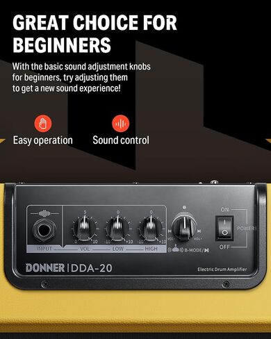 Donner Drum Amplifier 20W, Wireless Electric Drum Speaker Keyboard Amp, Mini DDA-20 Portable for Home Practice (Brown) in Saudi Arabia