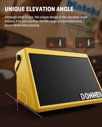 Donner Drum Amplifier 20W, Wireless Electric Drum Speaker Keyboard Amp, Mini DDA-20 Portable for Home Practice (Brown) in Saudi Arabia
