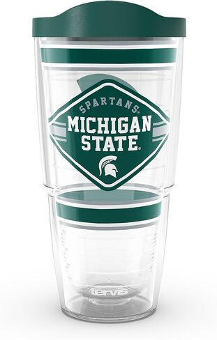 Tervis Michigan State Spartans - أول سلسلة مصنوعة في الولايات المتحدة الأمريكية كوب سفر معزول بجدار مزدوج يحافظ على المشروبات باردة وساخنة، 24oz، كلاسيكي in Kuwait