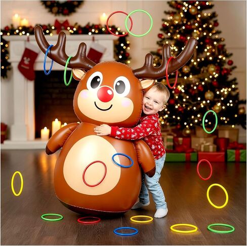 ألعاب عيد الميلاد للحفلات العائلية، لعبة الرمي على شكل قرن الوعل الرنة القابلة للنفخ وحقيبة اللكم المتذبذبة، ألعاب العطلات الممتعة هدايا عيد الميلاد للأطفال والكبار أيضًا رائعة لتزيين الكرنفال in Saudi Arabia