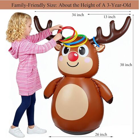 ألعاب عيد الميلاد للحفلات العائلية، لعبة الرمي على شكل قرن الوعل الرنة القابلة للنفخ وحقيبة اللكم المتذبذبة، ألعاب العطلات الممتعة هدايا عيد الميلاد للأطفال والكبار أيضًا رائعة لتزيين الكرنفال in Saudi Arabia
