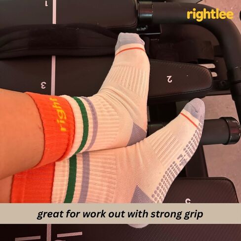 جوارب Rightlee Stay Right Grip للسيدات ذات لونين غير قابلة للانزلاق جوارب بيلاتيس مع مقابض - تناسب المقاس الأمريكي 6-10 in Kuwait