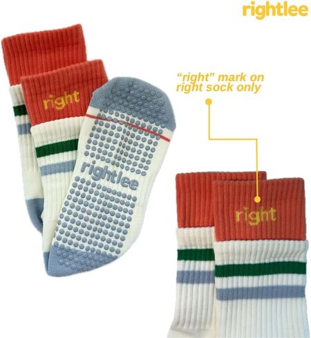 جوارب Rightlee Stay Right Grip للسيدات ذات لونين غير قابلة للانزلاق جوارب بيلاتيس مع مقابض - تناسب المقاس الأمريكي 6-10 in Kuwait