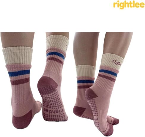 جوارب Rightlee Stay Right Grip للسيدات ذات لونين غير قابلة للانزلاق جوارب بيلاتيس مع مقابض - تناسب المقاس الأمريكي 6-10 in Saudi Arabia