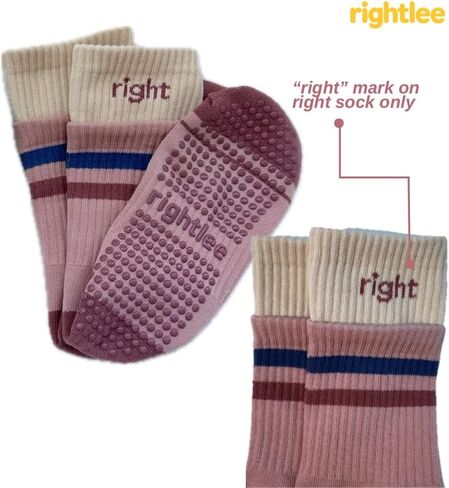 جوارب Rightlee Stay Right Grip للسيدات ذات لونين غير قابلة للانزلاق جوارب بيلاتيس مع مقابض - تناسب المقاس الأمريكي 6-10 in Saudi Arabia