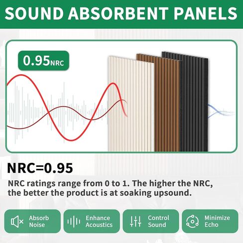 4 Panel Wood Slat Acoustic Panel 94" x8" for Sound Absorbing, Soundproof Wood Slat Panel Cover 21 Sq.Ft, 3D Fluted Sound Absorbing Paneling for Wall Decor, Living Room, Bedroom, White Oak in Saudi Arabia