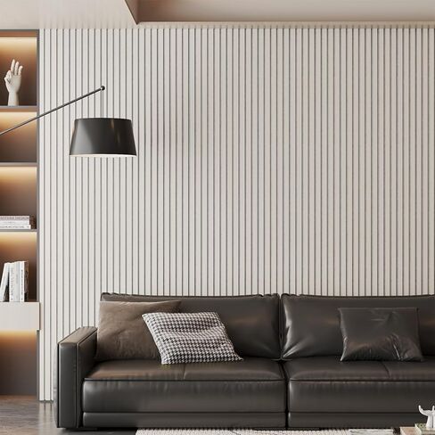 4 Panel Wood Slat Acoustic Panel 94" x8" for Sound Absorbing, Soundproof Wood Slat Panel Cover 21 Sq.Ft, 3D Fluted Sound Absorbing Paneling for Wall Decor, Living Room, Bedroom, White Oak in Saudi Arabia