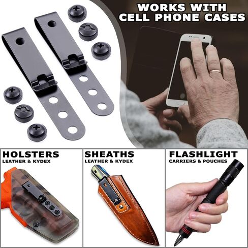 مشبك حزام معدني عالمي من HolsterSmith لصنع الحافظة - (النموذج 5) - (3 فتحات) - (أسود تكتيكي) - (مع أجهزة تركيب SPTHA) - (عبوتان) in Kuwait
