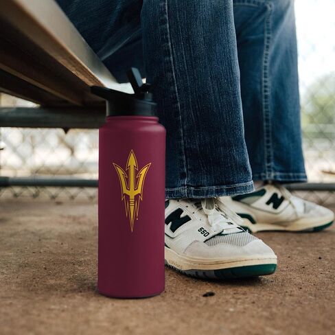 Logo Brands NCAA AZ State Sun Devils 34oz Logo Quencher Bottle - Double-Wall Insulated, Stainless Steel, No-Spill Lid, Easy Carry Handle in Saudi Arabia