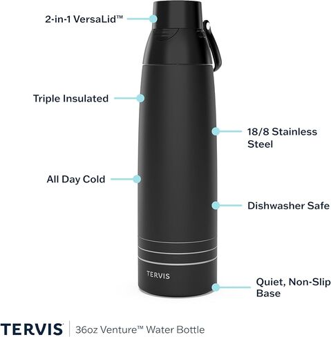 زجاجة مياه Tervis Venture Secret Admirer Rose مصنوعة في الولايات المتحدة الأمريكية، كوب سفر معزول بجدار مزدوج يحافظ على المشروبات باردة وساخنة، 26oz، من الفولاذ المقاوم للصدأ in Kuwait