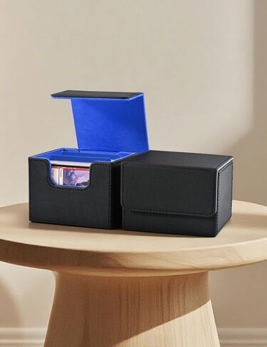 صندوق MTG Commander Deck Box، صندوق تخزين بطاقات التداول يحمل 100 بطاقة مزدوجة الأكمام مناسبة لبطاقات TCG/CCG/PTCG/EDH/Magic/الرياضية (أسود وأحمر) in Saudi Arabia