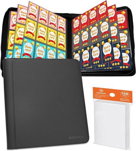 12 Pocket Card Binder, 864 Pockets Side Loading Trading Card Collection Binder, Zipper Ringless Card Holder Album for TCG, Sports, Game Business Cards, Black in Saudi Arabia