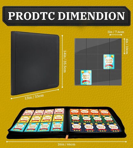 12 Pocket Card Binder, 864 Pockets Side Loading Trading Card Collection Binder, Zipper Ringless Card Holder Album for TCG, Sports, Game Business Cards, Black in Saudi Arabia