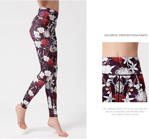 High-Waisted Printed Yoga Pants for Women Tummy Control Yoga Pants for Workout Running Athletic in Saudi Arabia
