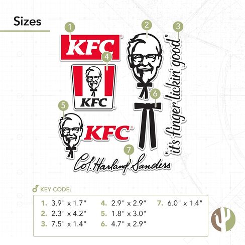 Desert Cactus KFC Sticker Kentucky Fried Chicken Sticker Vinyl Decals Laptop Water Bottle Car Scrapbook T2 (Type 2-4) in Saudi Arabia
