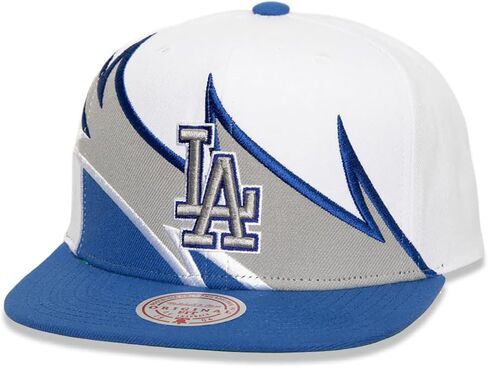 Mitchell & Ness LA Los Angeles Dodgers Waverunner Snapback Cap, Adjustable Hat White Blue in Saudi Arabia