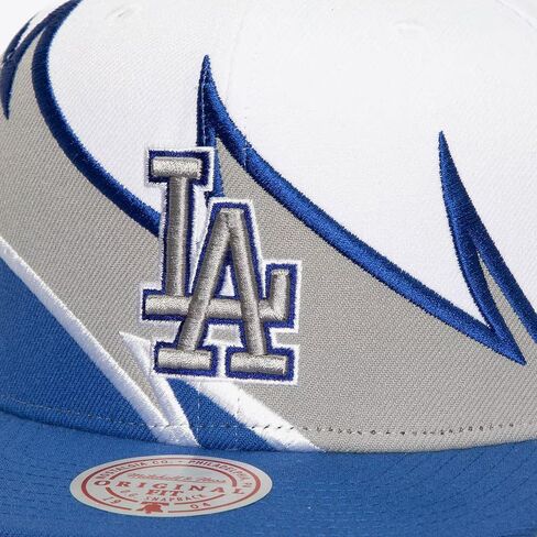 Mitchell & Ness LA Los Angeles Dodgers Waverunner Snapback Cap, Adjustable Hat White Blue in Saudi Arabia