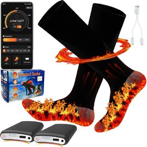جوارب ساخنة مع التحكم في التطبيق 5000 مللي أمبير * 2 جوارب تسخين كهربائية قابلة لإعادة الشحن للرجال والنساء حتى 9 ساعات جوارب دافئة قابلة للغسل للعمل في الهواء الطلق والتزلج والصيد وركوب الدراجات والمشي لمسافات طويلة وهدايا التخييم in Kuwait