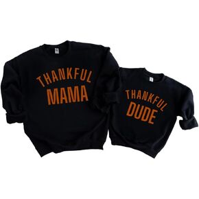Thankful Mama Thankful Dude Thanksgiving Mommy and Me Sweatshirt, Mother Son Outfits for Fall Toddler Mom and Baby Boy Matching Fall Sweater, Family Matching Thanksgiving Sweatshirts For Boy Mom. in Kuwait
