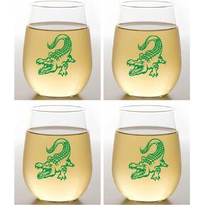 Set of 4 Designer ANIMALS Shatterproof Plastic 16 oz Stemless Wine Glass (FLAMINGOS) in Saudi Arabia