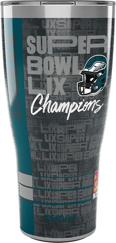 كوب سفر Tervis Traveler NFL Philadelphia Eagles - Super Bowl LIX Champions ثلاثي معزول يحافظ على المشروبات باردة وساخنة، 30oz، من الفولاذ المقاوم للصدأ in Saudi Arabia