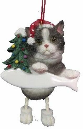 Personalized Dangling Cat Ornament - Black and White Cat in Saudi Arabia