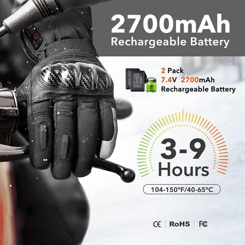 Heated Motorcycle Gloves for Men Women, Rechargeable Heated Gloves, Touchscreen Heating Gloves for Skiing, Motorcycle, Hunting, Riding in Saudi Arabia