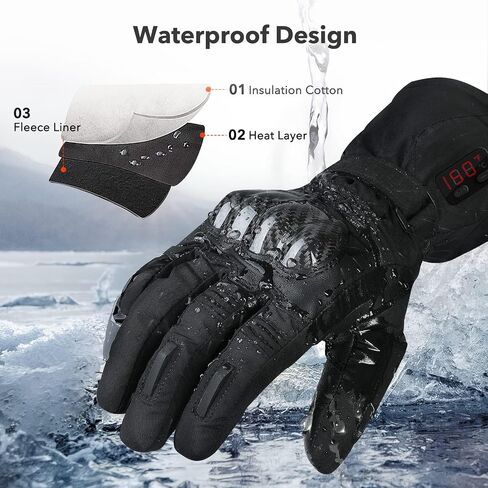 Heated Motorcycle Gloves for Men Women, Rechargeable Heated Gloves, Touchscreen Heating Gloves for Skiing, Motorcycle, Hunting, Riding in Saudi Arabia