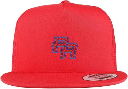 Trendy Apparel Shop Puerto Rico PR Small Embroidered 5 Panel Flatbill Trucker Mesh Cap in Saudi Arabia
