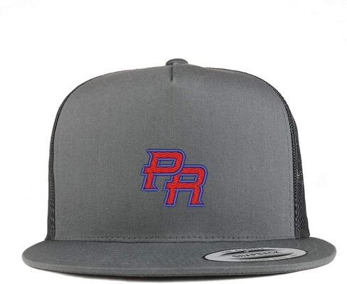 Trendy Apparel Shop Puerto Rico PR Small Embroidered 5 Panel Flatbill Trucker Mesh Cap in Saudi Arabia
