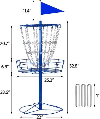 Yaheetech Portable Disc Golf Target Set of 2 for Indoor & Outdoor, Metal Frisbee Golf Basket 12-Chain Flying Disc Golf Target, Sturdy and Robust, Blue in Saudi Arabia