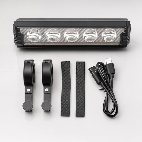 Energlow 2500 Lumens Bike Light | USB-C Rechargeable 5-LED Bicycle Headlight | IPX4 Waterproof, 5 Modes with White & Yellow Dual Beam | Long Runtime Front Cycling Light for Road, MTB, Commuter Safety in Saudi Arabia
