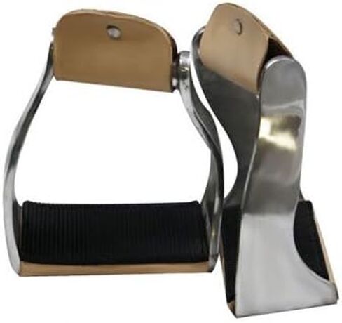 Showman Leather Wrapped Twisted Aluminum Stirrups with Rubber Grip Tread in Saudi Arabia