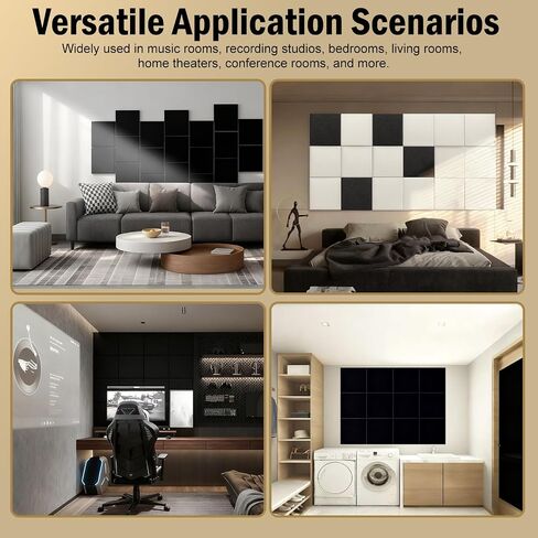 12Pack Acoustic Wall Panels Panels High Density Sound Dampening Panels 0.4" x 12" x 12" Square Acoustic Panels for Home Office Recoding Studio with self Adhesive Acoustic Panels. in Saudi Arabia