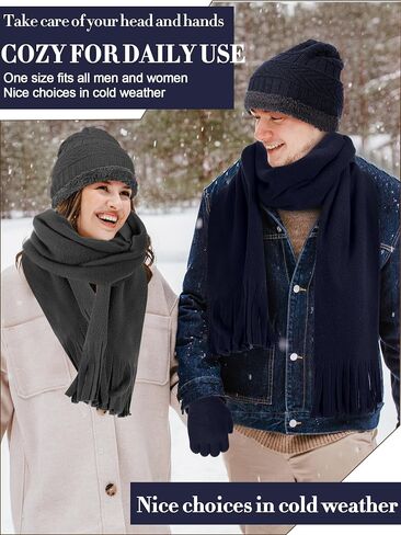 48 Pcs Winter Beanie Hat Scarf Gloves Set Knitted Beanie Hat Fleece Scarf for Homeless Donation Charity Men Women in Saudi Arabia