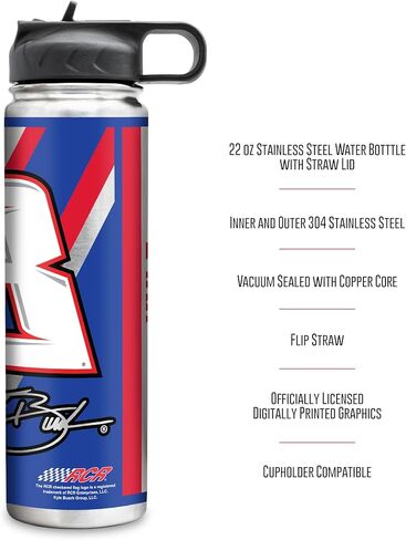 Rico Industries NASCAR Racing 22oz Stainless Steel Tumbler with Lid - Great For Coffee, Tea, Water or Cocktails in Saudi Arabia