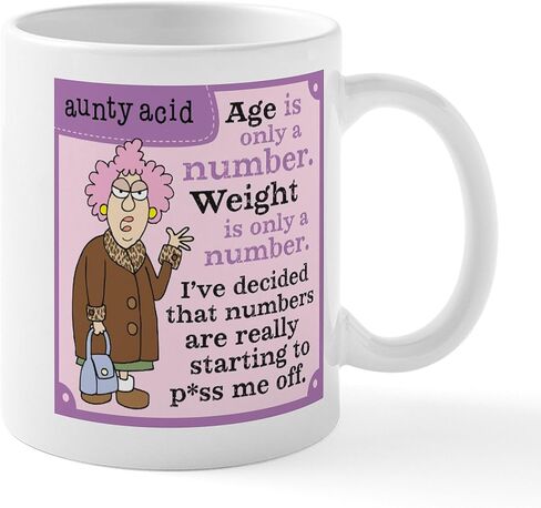 CafePress Aunty Acid: Age Is A Number Mug 11 oz (325 ml) Ceramic Coffee Mug in Kuwait