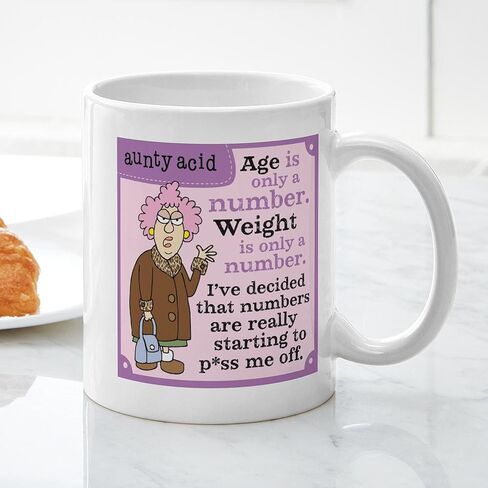 CafePress Aunty Acid: Age Is A Number Mug 11 oz (325 ml) Ceramic Coffee Mug in Kuwait