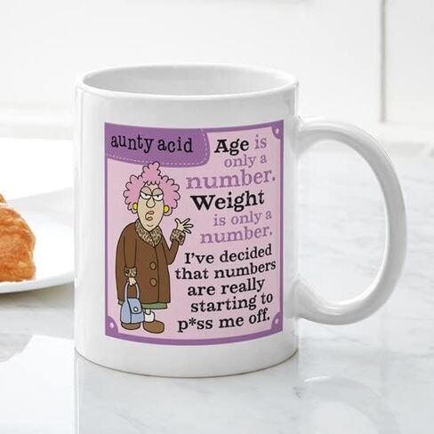 CafePress Aunty Acid: Age Is A Number Mug 11 oz (325 ml) Ceramic Coffee Mug in Kuwait