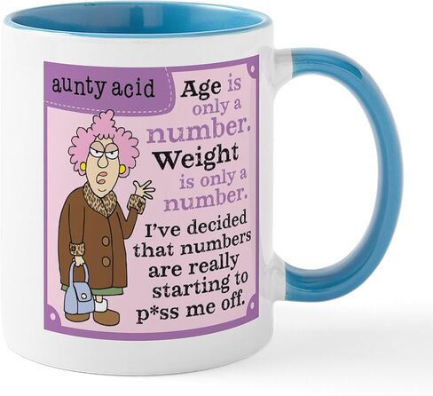 CafePress Aunty Acid: Age Is A Number Mug 11 oz (325 ml) Ceramic Coffee Mug in Kuwait