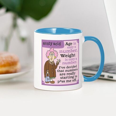 CafePress Aunty Acid: Age Is A Number Mug 11 oz (325 ml) Ceramic Coffee Mug in Kuwait