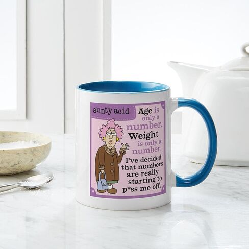 CafePress Aunty Acid: Age Is A Number Mug 11 oz (325 ml) Ceramic Coffee Mug in Kuwait